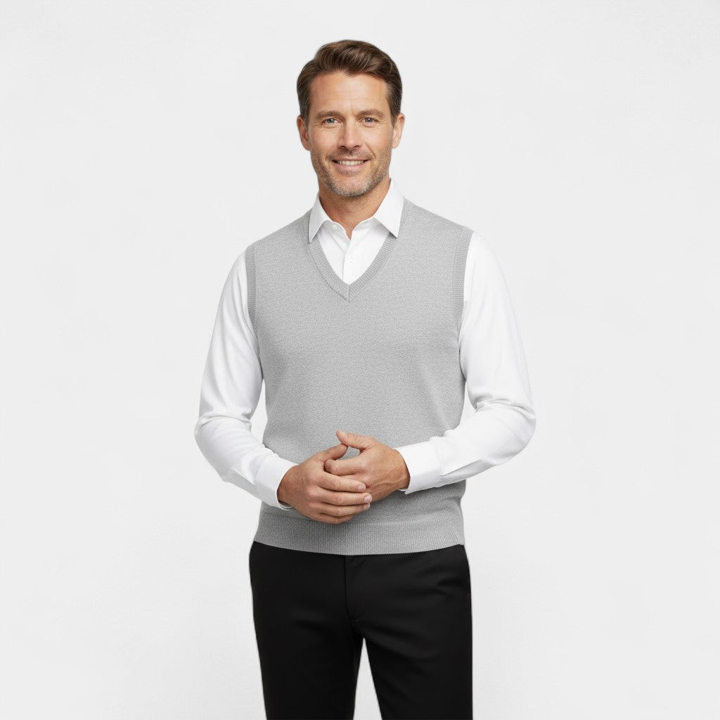 Men's Cotton Knit Vest – Deep V-Neck Regular Fit