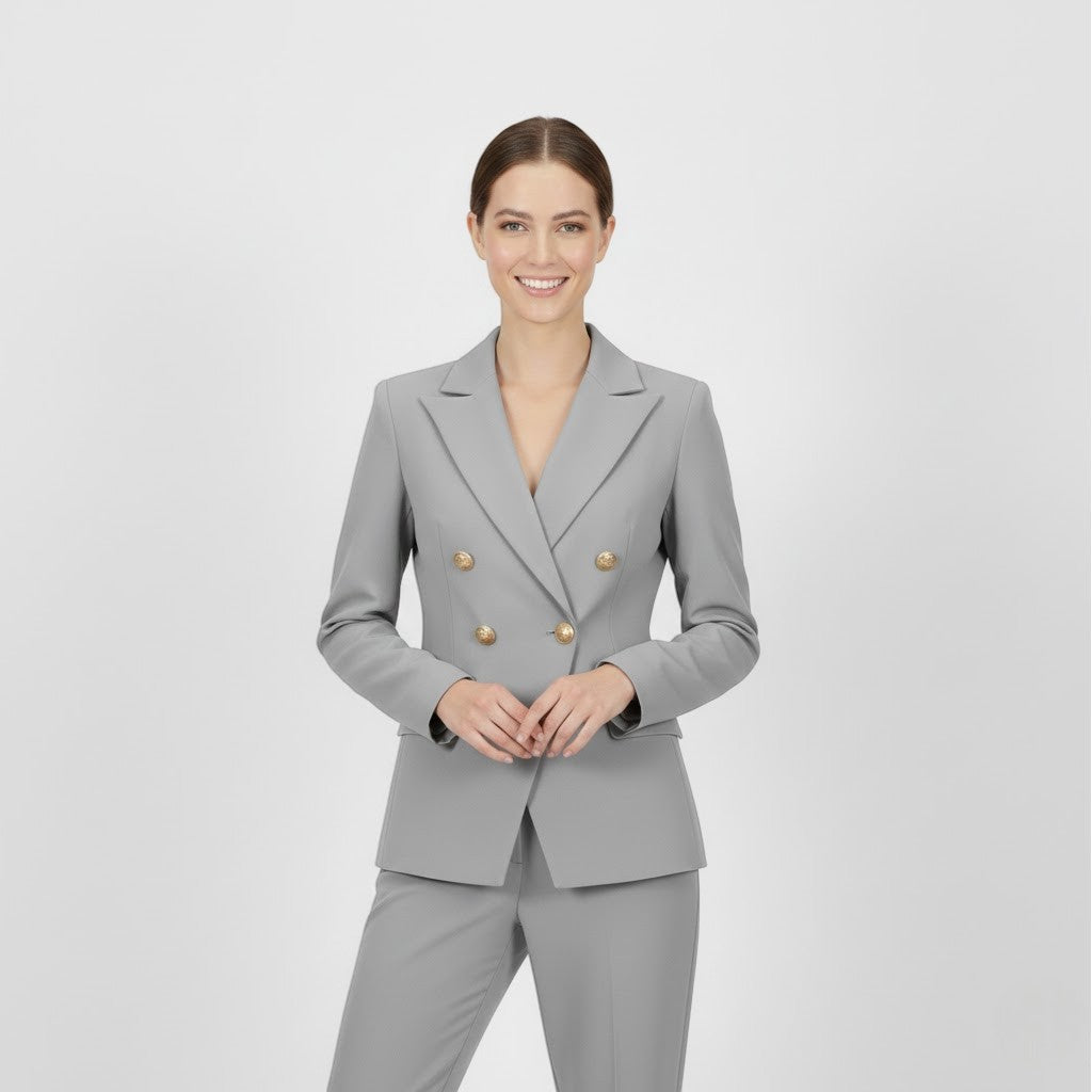 Women's Double-Breasted Blazer and Pants Set – Slim Tailored Fit