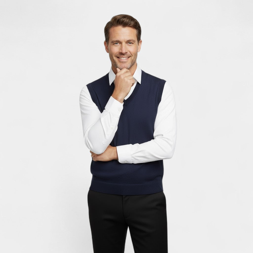 Men's Cotton Knit Vest – Deep V-Neck Regular Fit