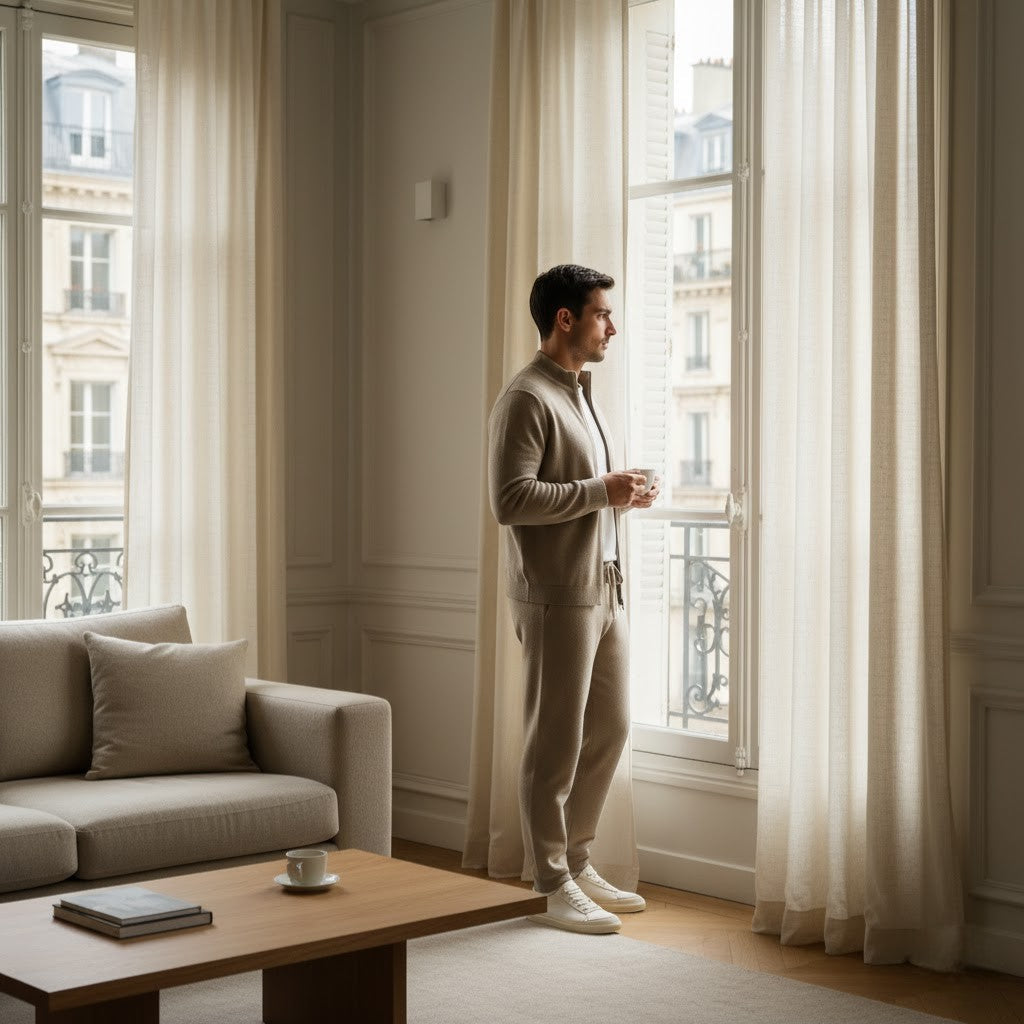 Men's Wool Knit Set – Zip Cardigan and Pants