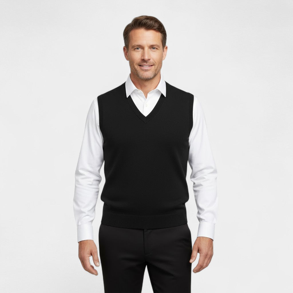 Men's Cotton Knit Vest – Deep V-Neck Regular Fit