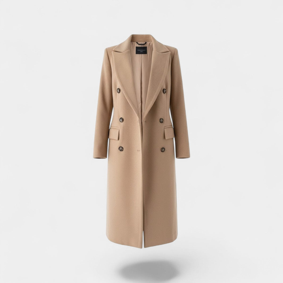 Women's Double-Breasted Wool-Blend Coat – Wide Notched Lapels