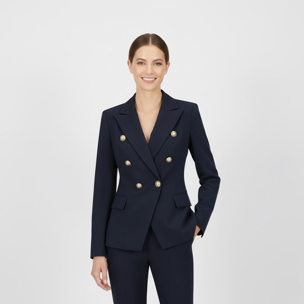 Women's Double-Breasted Blazer and Pants Set – Slim Tailored Fit