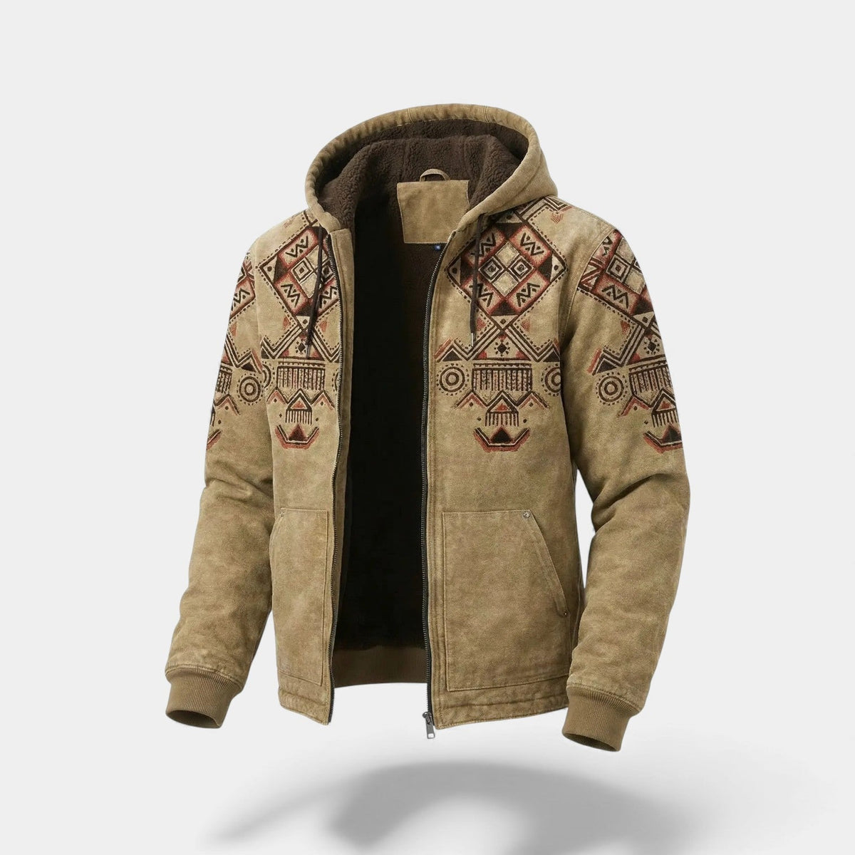 Men's Fleece-Lined Hooded Cardigan – Retro Print Zip
