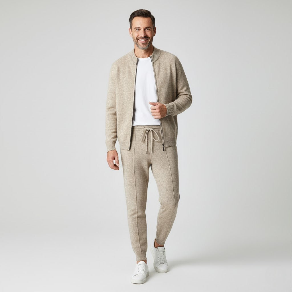 Men's Wool Knit Set – Zip Cardigan and Pants