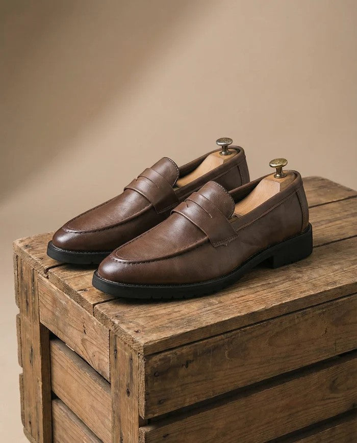 Men's Smooth Leather Loafer – Round Toe Slip-On