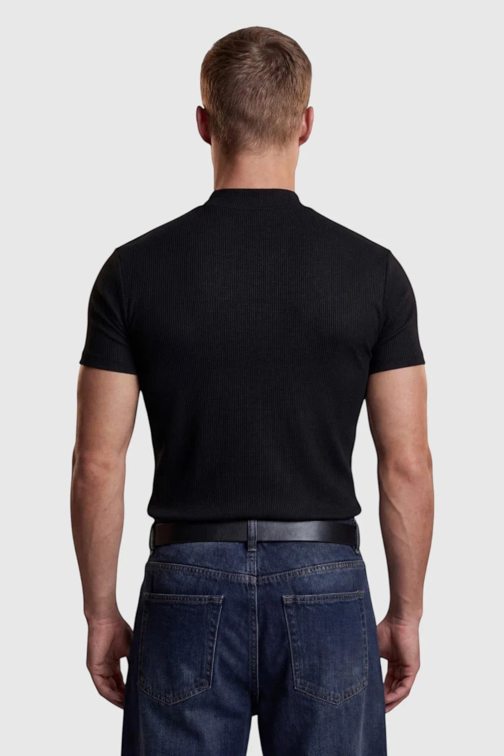 Men's Slim-Fit Stretch T-Shirt – Ribbed Crew Neck