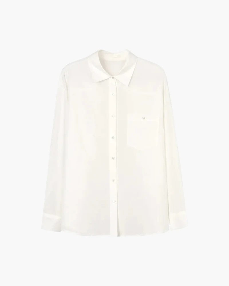Women's Button-Front Linen-Blend Shirt – Relaxed Fluid Fit