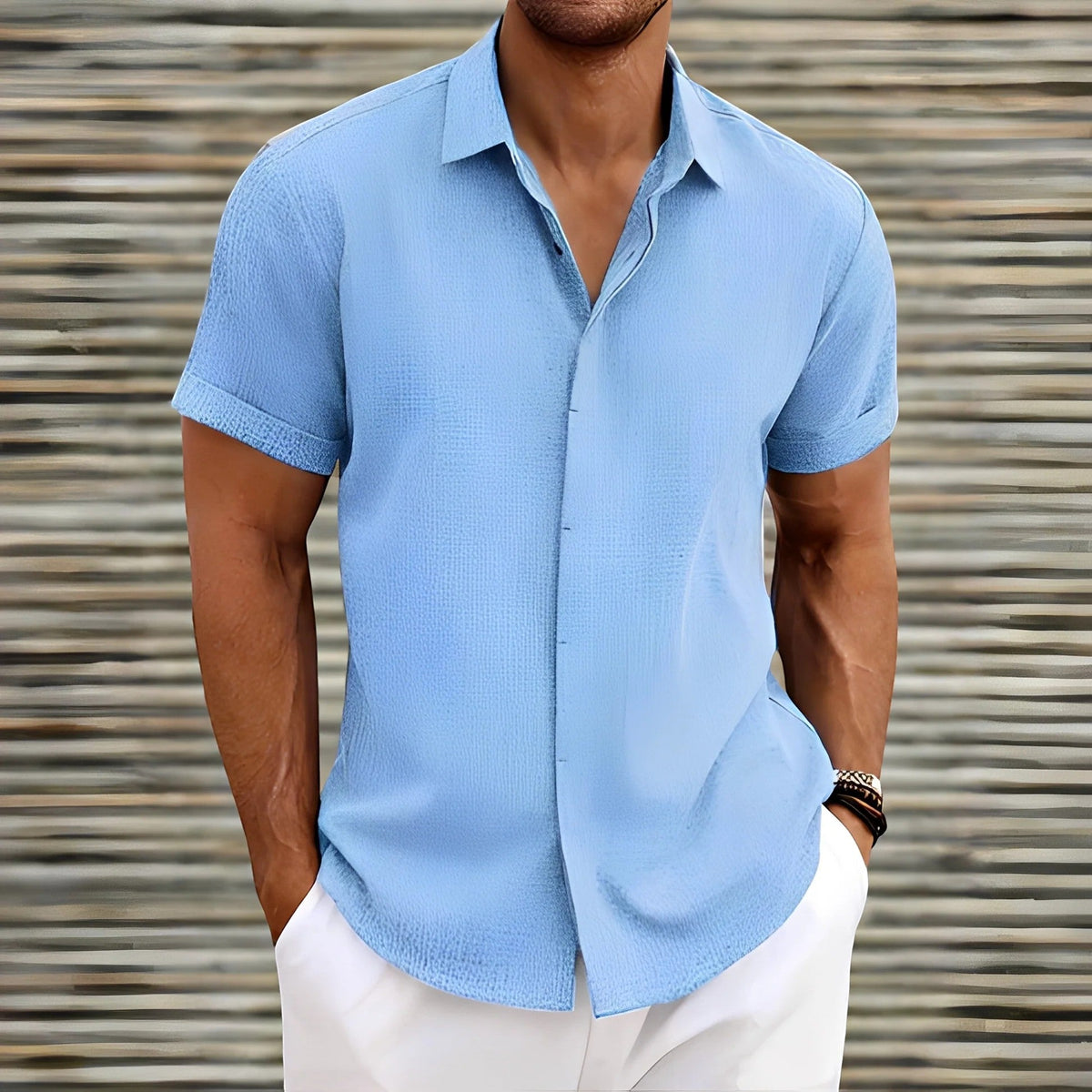 Men's Linen-Look Short Sleeve Shirt – Relaxed Easy Fit