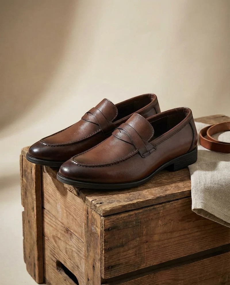 Men's Leather Loafers – Pointed Toe Slip-On