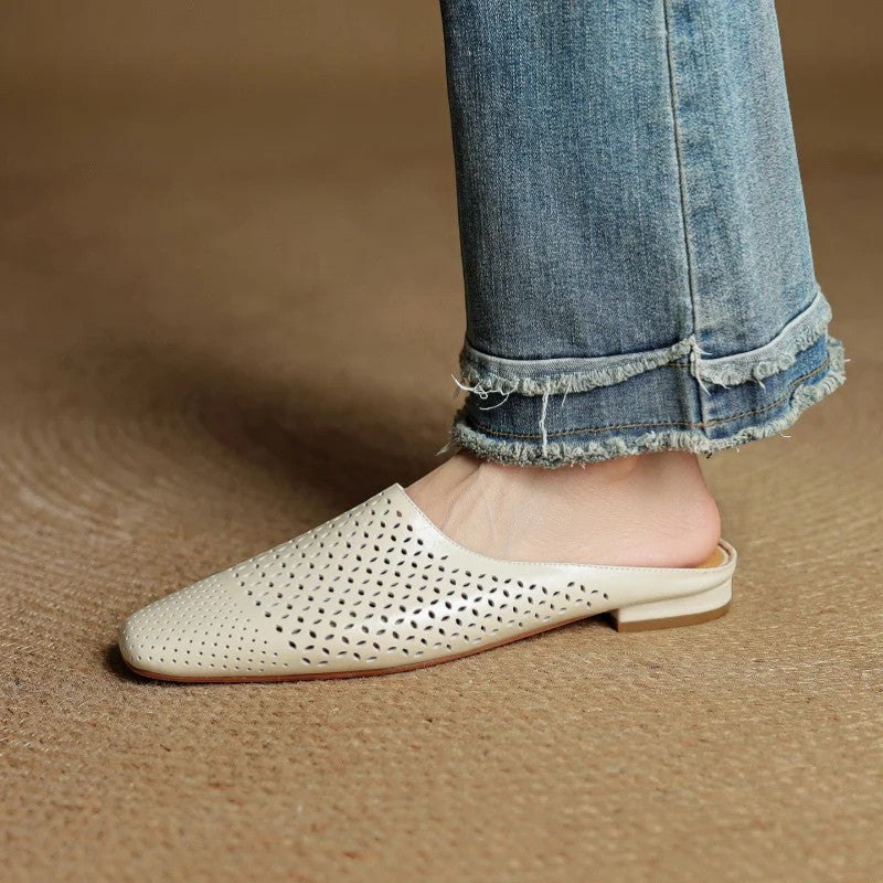Women's Leather Mule – Closed Toe Slip-On