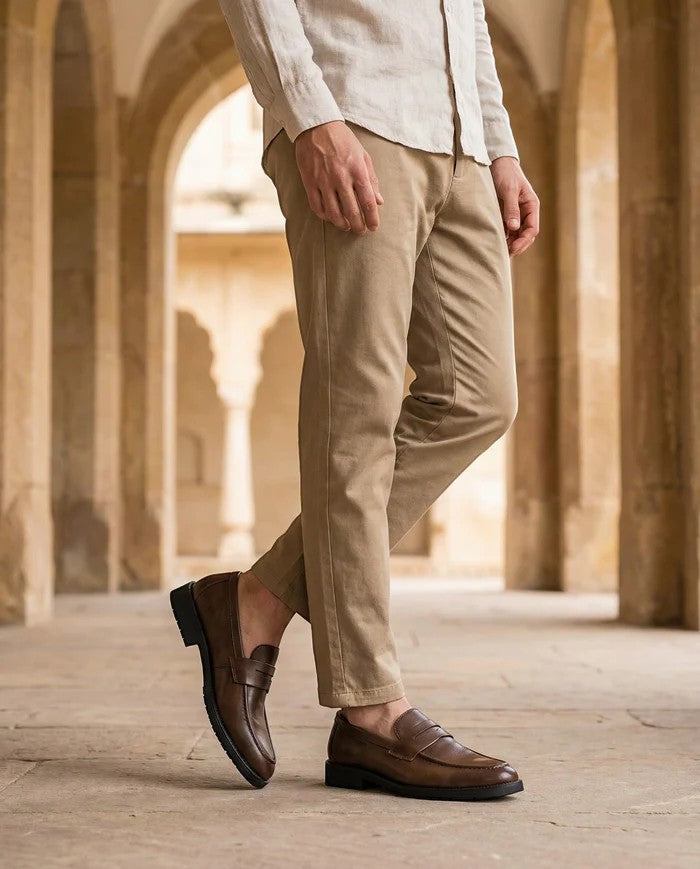 Men's Smooth Leather Loafer – Round Toe Slip-On