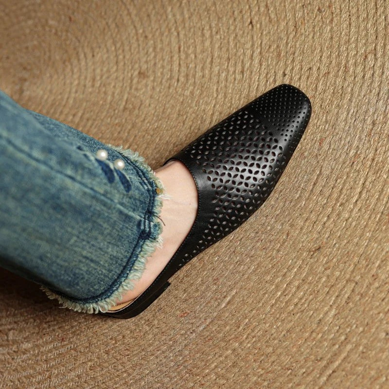 Women's Leather Mule – Closed Toe Slip-On