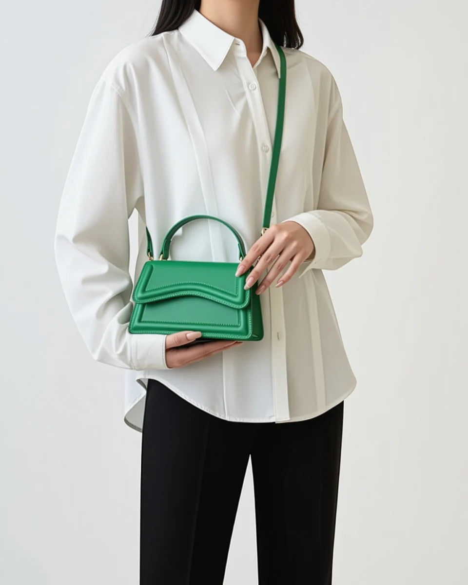 Women's Mini Leather Crossbody Bag – Compact Square Shape
