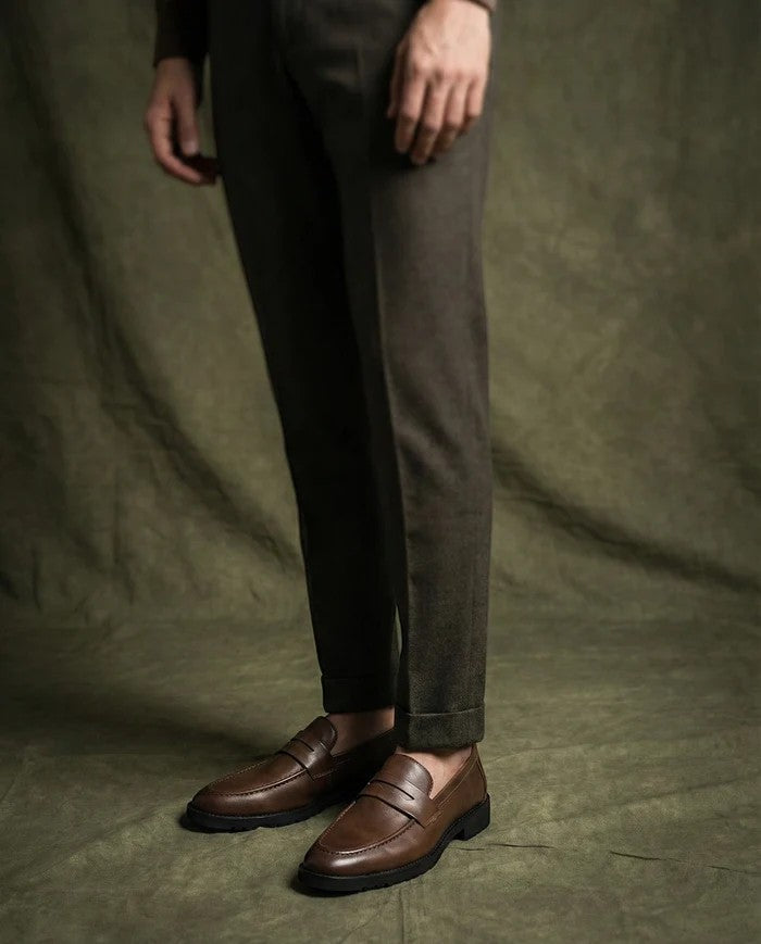 Men's Smooth Leather Loafer – Round Toe Slip-On