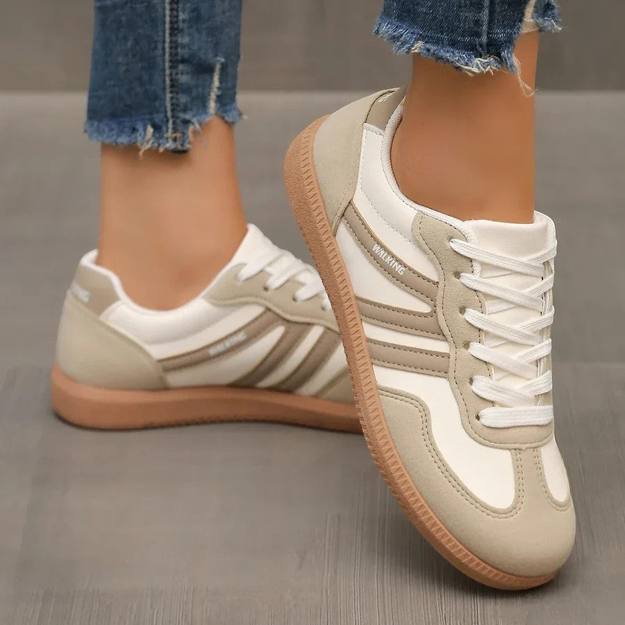 Women's Leather Lace-Up Sneaker – Low Flat Sole