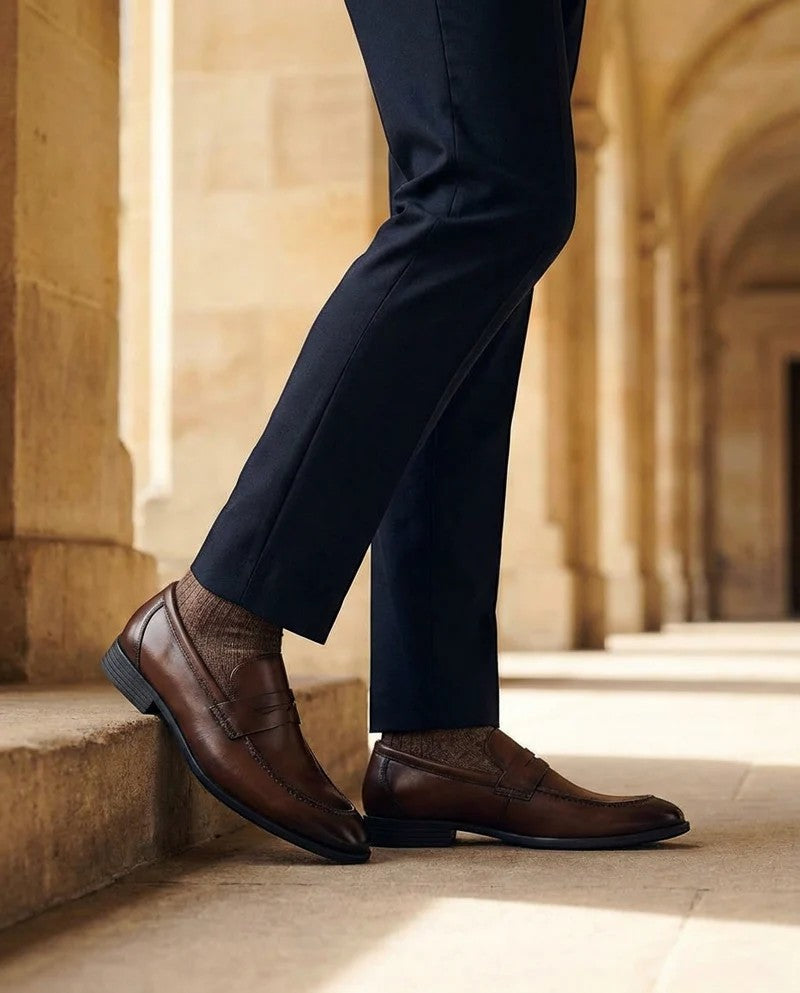 Men's Leather Loafers – Pointed Toe Slip-On