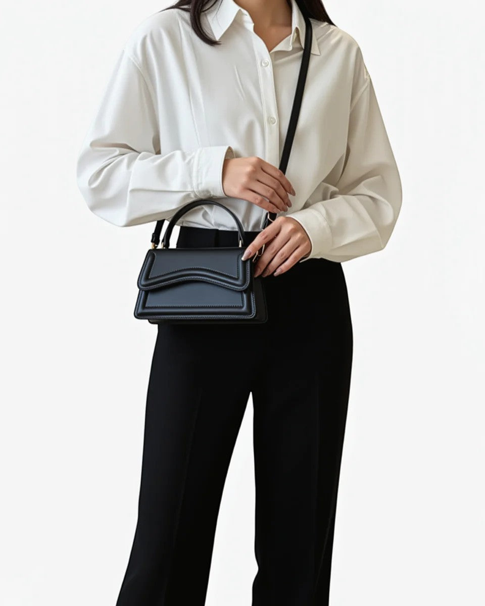 Women's Mini Leather Crossbody Bag – Compact Square Shape