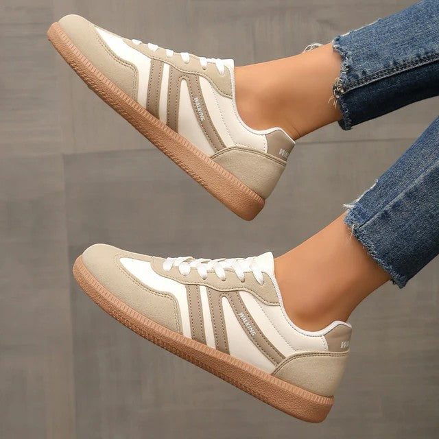 Women's Leather Lace-Up Sneaker – Low Flat Sole