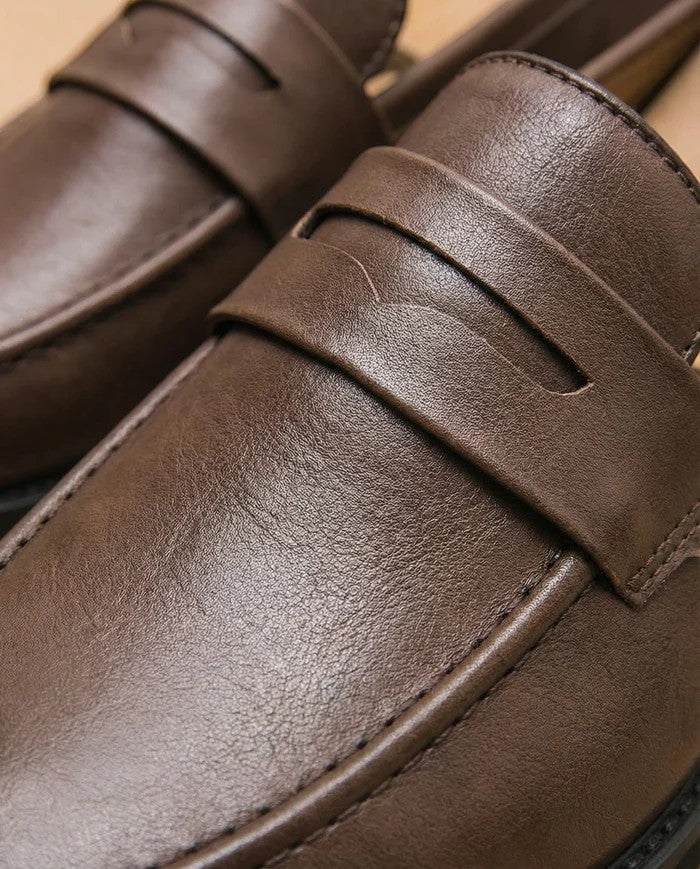Men's Smooth Leather Loafer – Round Toe Slip-On
