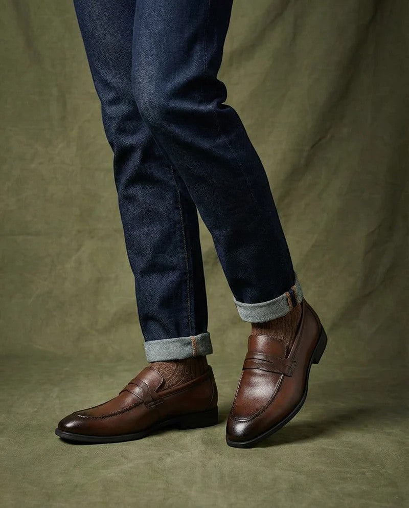 Men's Leather Loafers – Pointed Toe Slip-On