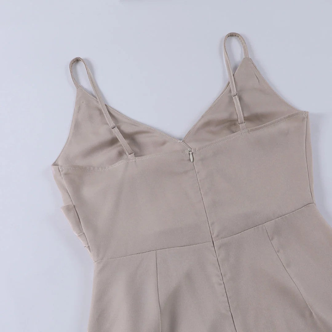 Women's Slip Maxi Dress – V-Neck Side Slit