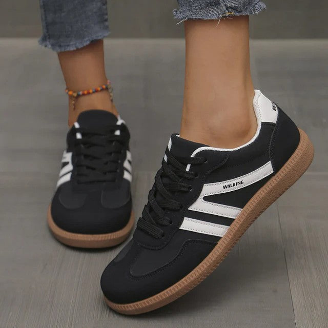 Women's Leather Lace-Up Sneaker – Low Flat Sole