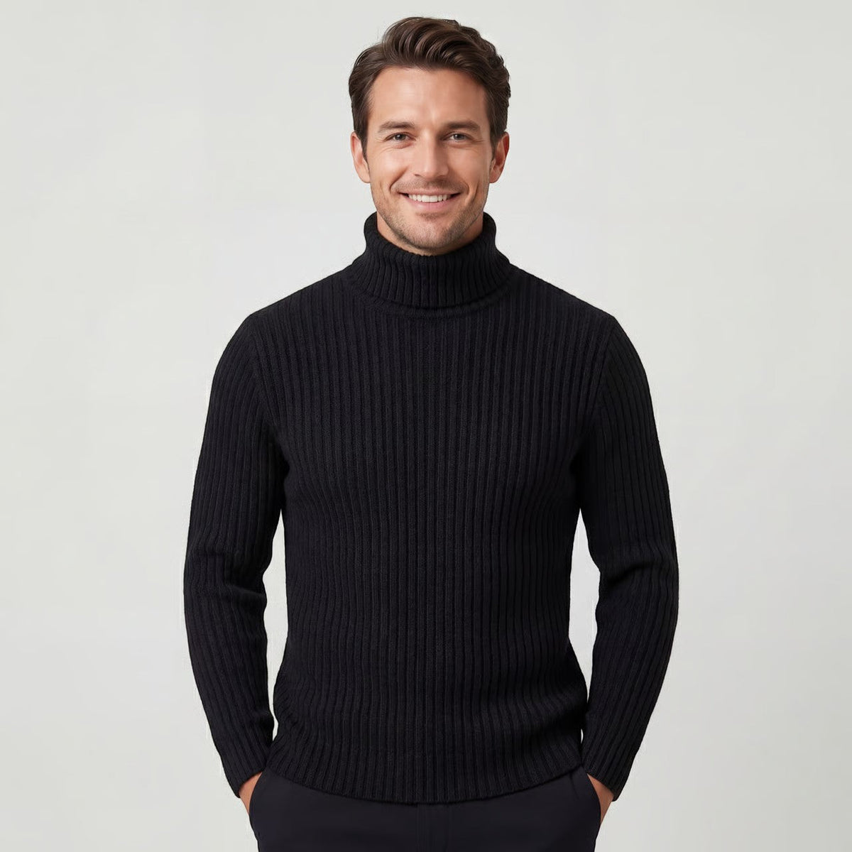 Men's Turtleneck Sweater – Slim Fine-Knit Fit