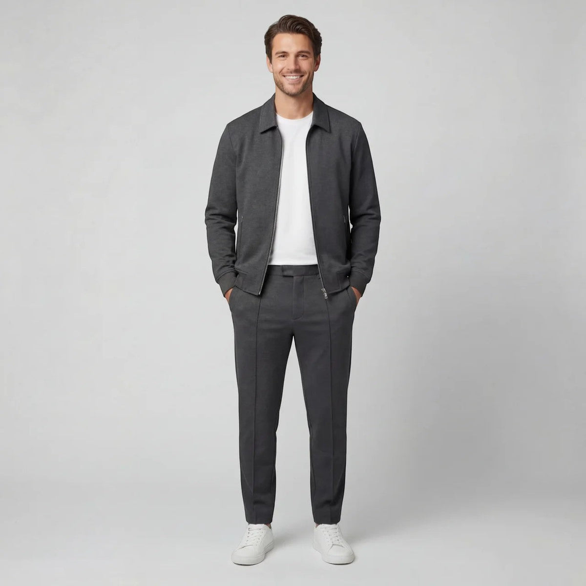 Men's Jacket and Pants Set – Slim Zip-Front Fit