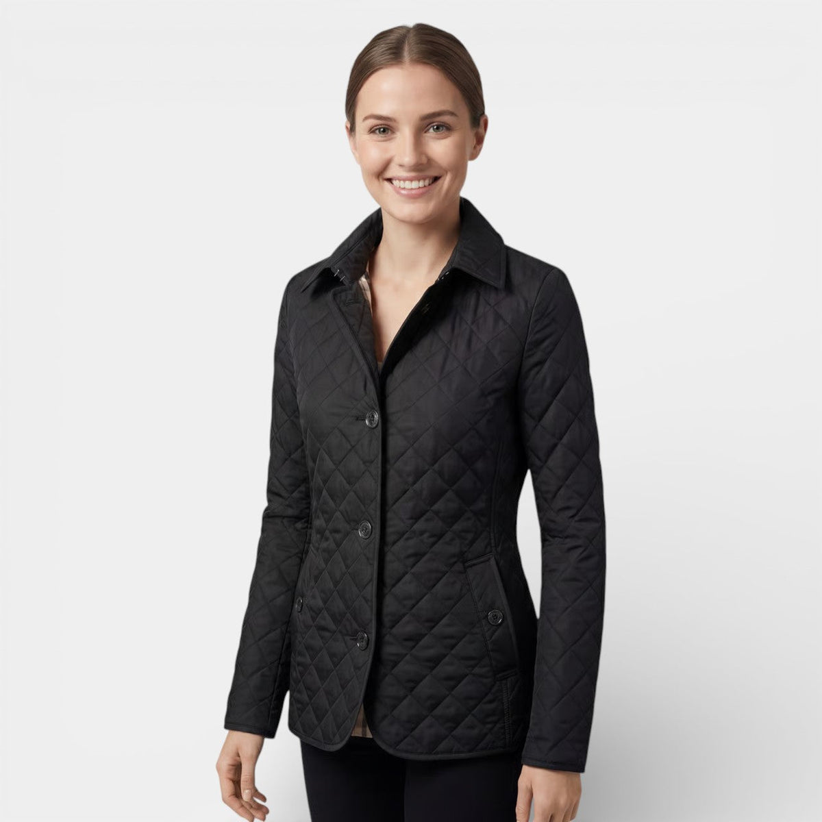 Women's Quilted Lapel Jacket – Structured Fitted Cut