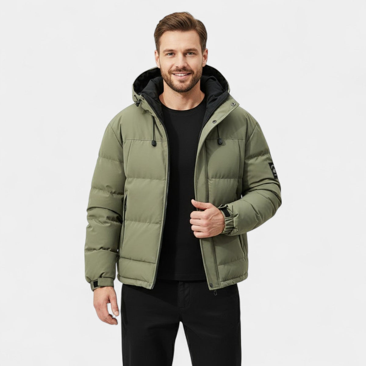 Men's Hooded Puffer Jacket – Quilted Cotton Regular Fit