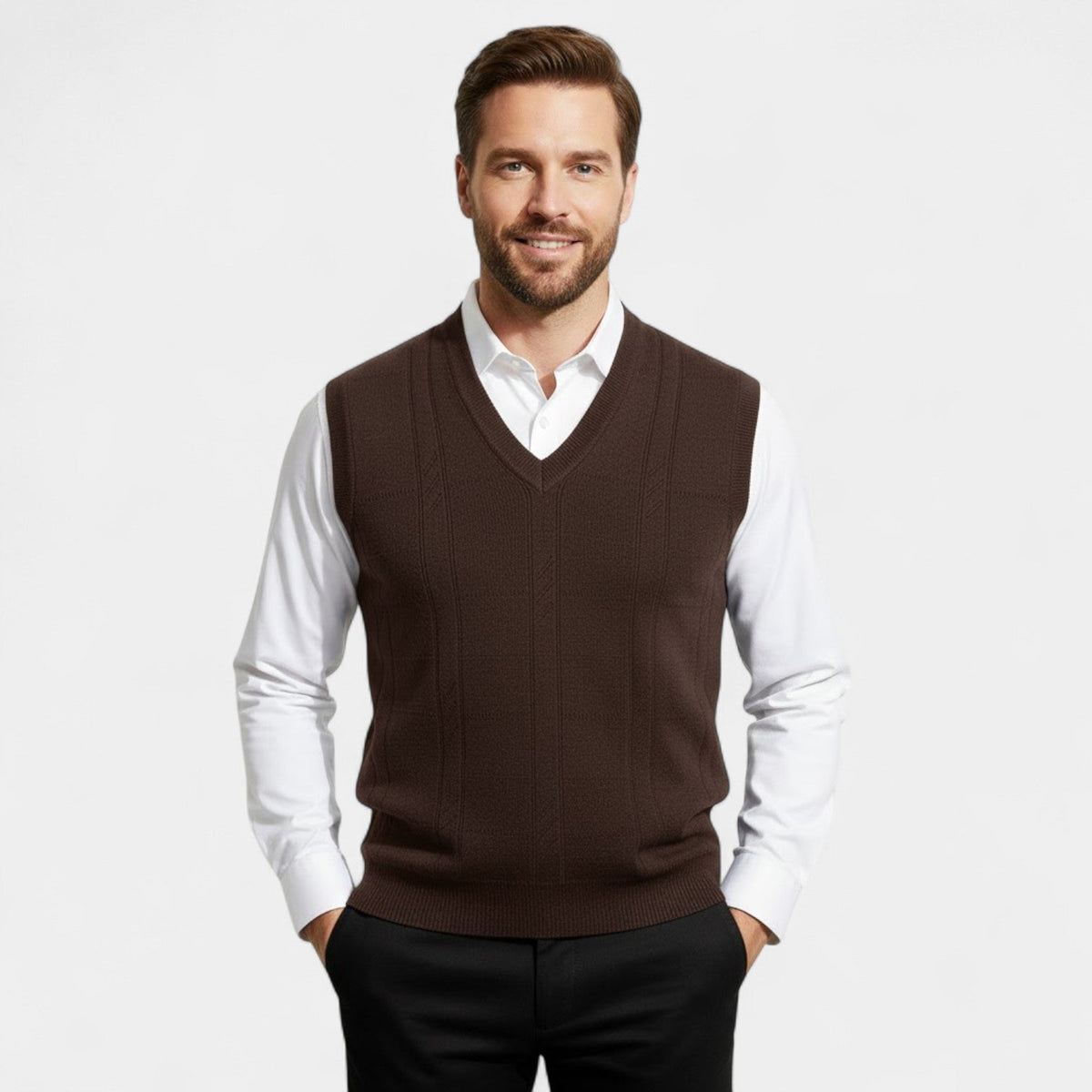 Men's Knit Sweater Vest – Deep V-Neck Fine Knit