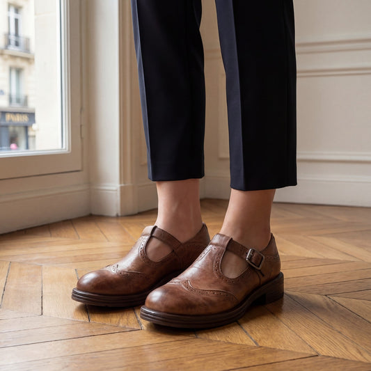 Women's Leather Flat Shoes – Smooth Rounded-Toe Design