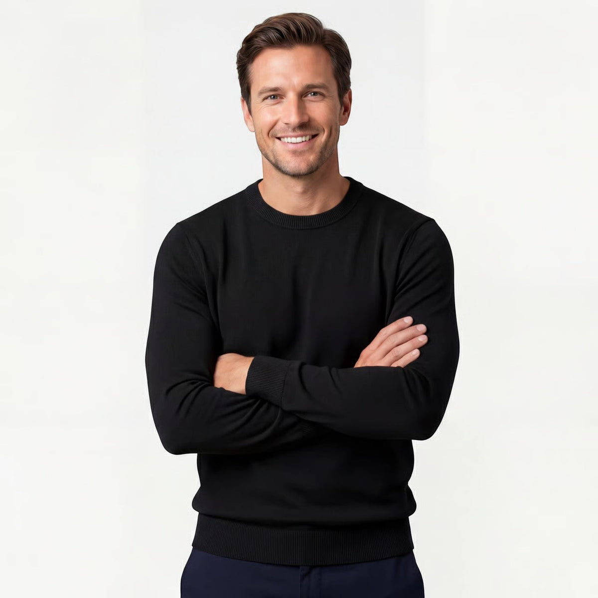 Men's Slim-Fit Sweater – Clean Crew Neck
