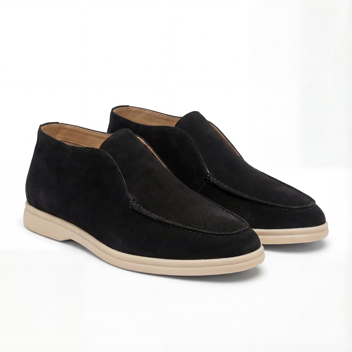 Men's High-Top Suede Loafers – Minimal Slip-On Profile