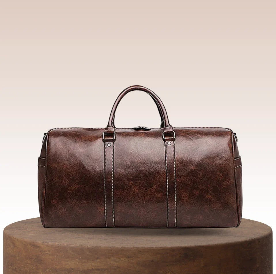 Men's Leather Weekender Bag – Structured Zip Top