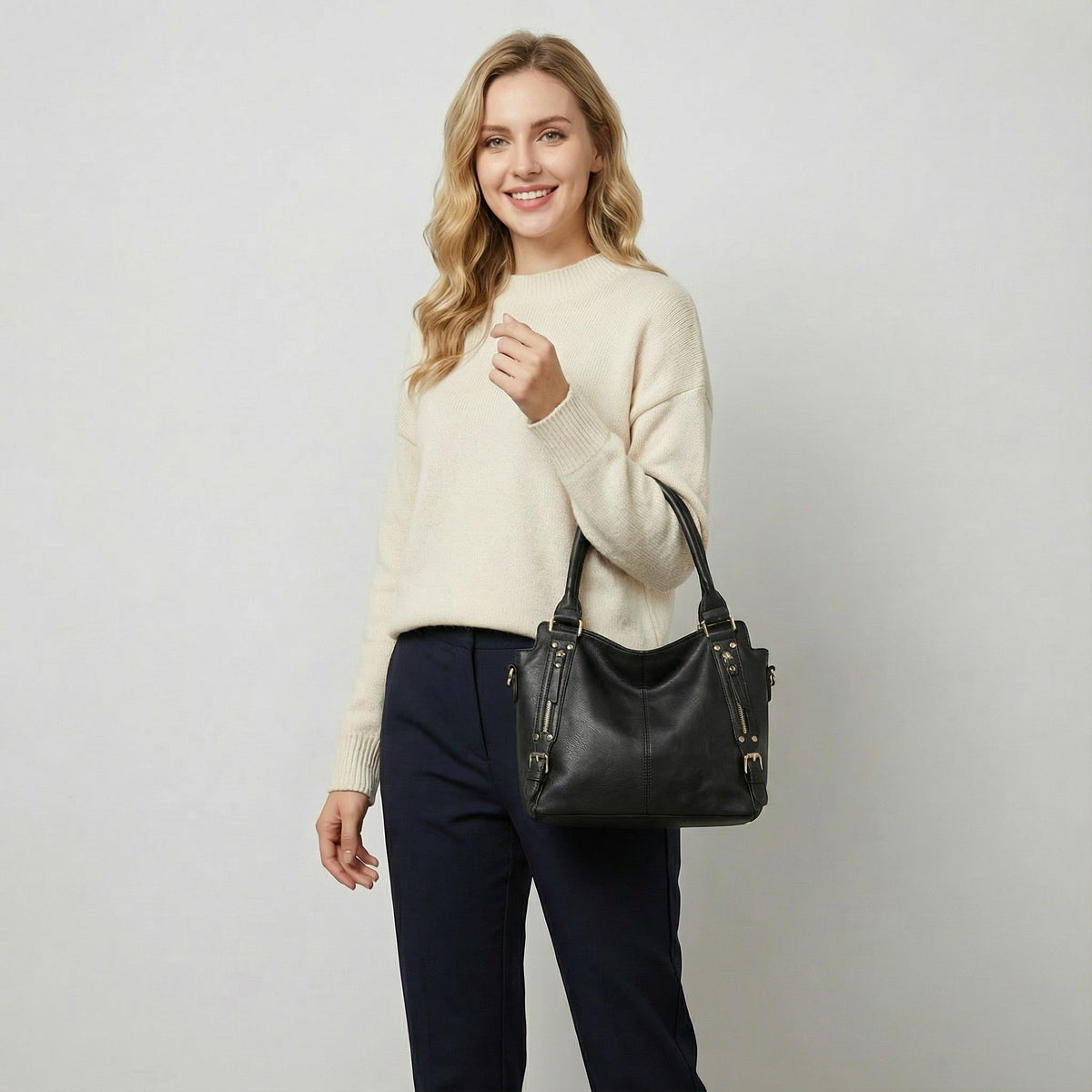 Women's Leather Handbag – Structured Top Handle