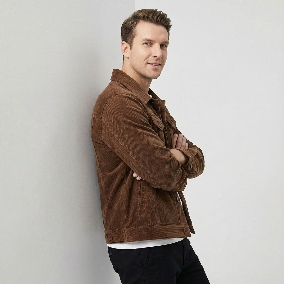 Men's Corduroy Jacket – Relaxed Single-Breasted Fit