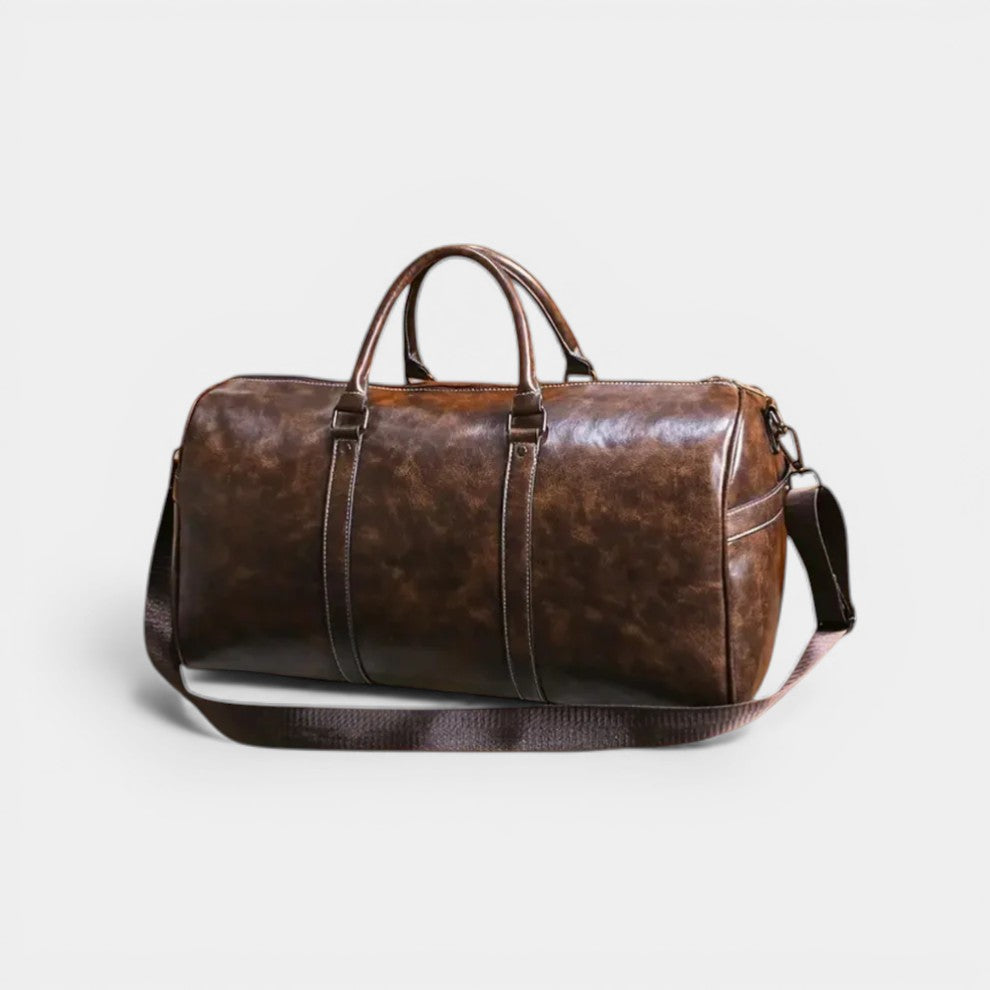 Men's Leather Weekender Bag – Structured Zip Top