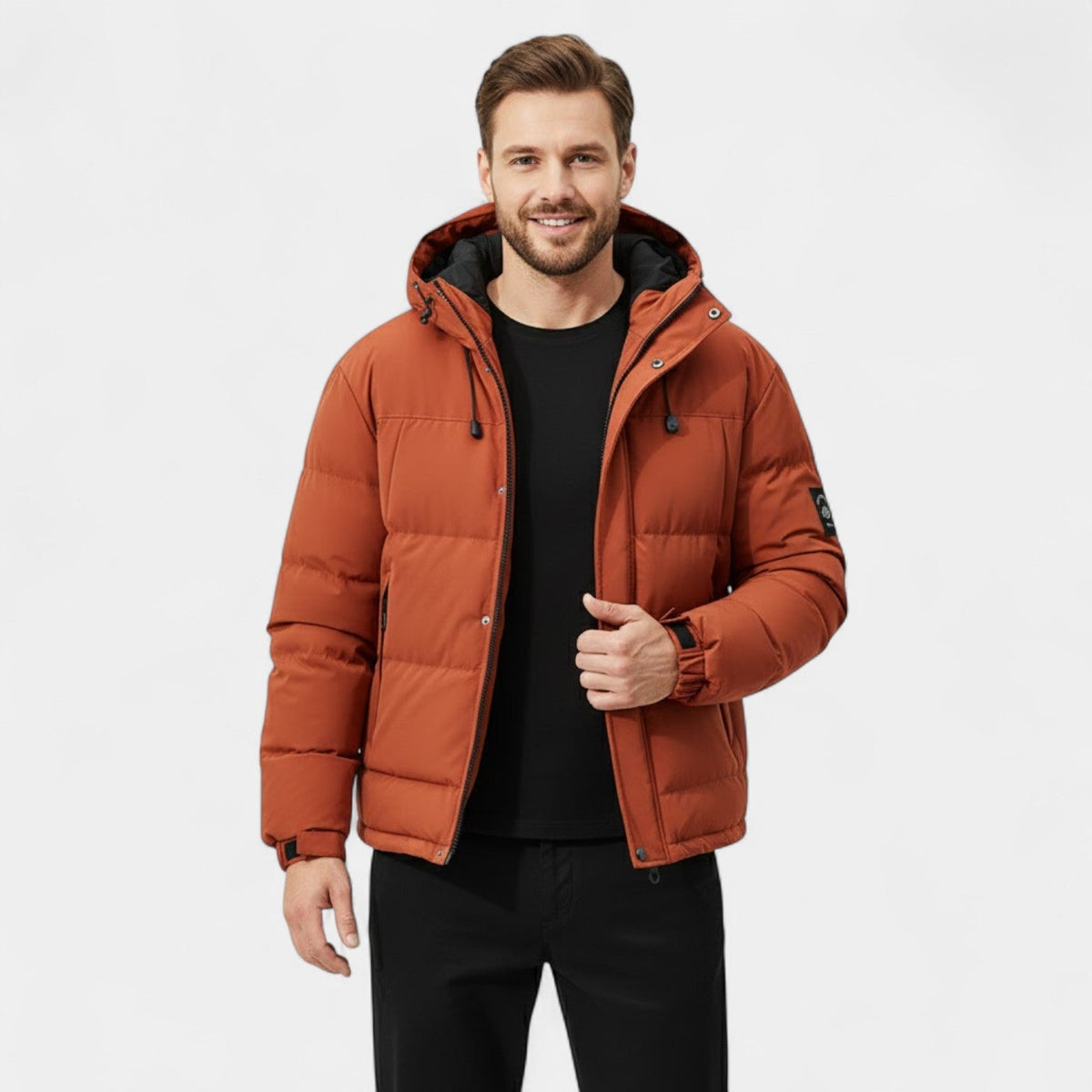 Men's Hooded Puffer Jacket – Quilted Cotton Regular Fit