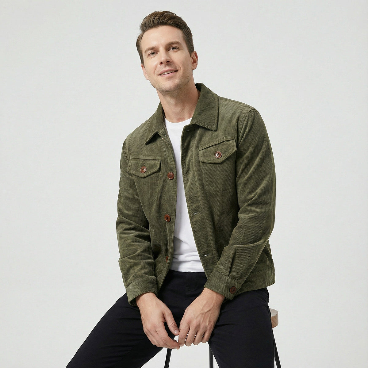 Men's Corduroy Jacket – Relaxed Single-Breasted Fit