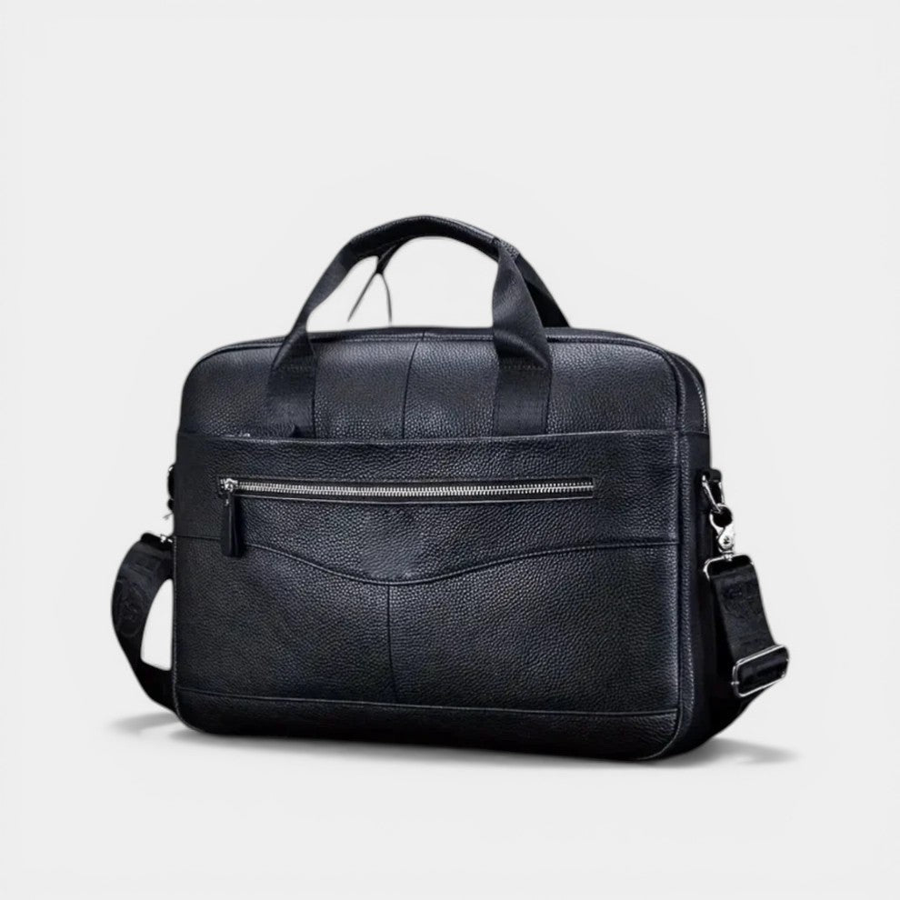 Men's Leather Messenger Briefcase – Structured Zip-Top