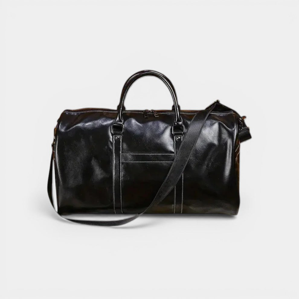 Men's Leather Weekender Bag – Structured Zip Top