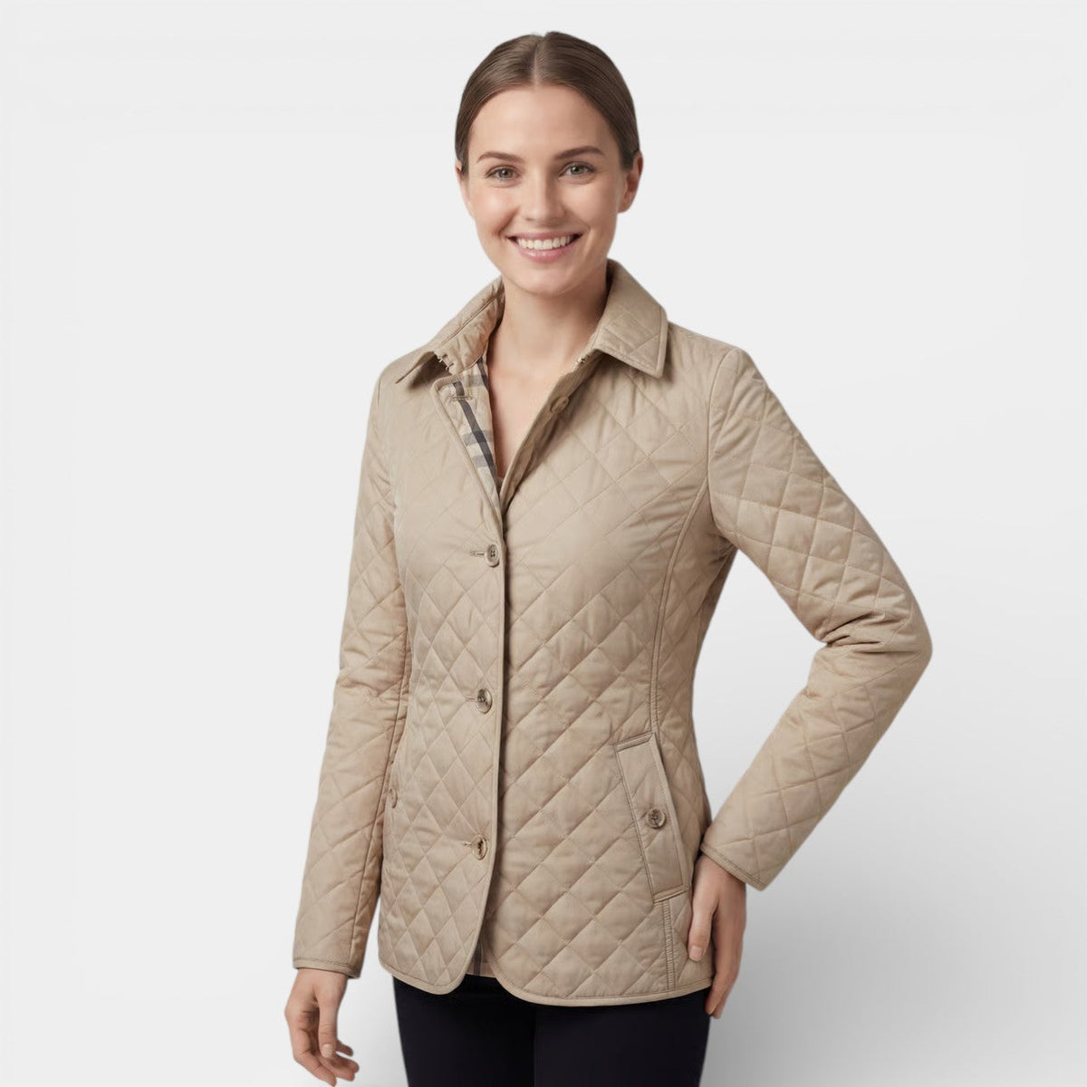 Women's Quilted Lapel Jacket – Structured Fitted Cut