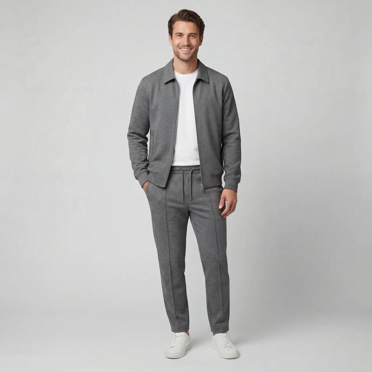 Men's Jacket and Pants Set – Slim Zip-Front Fit