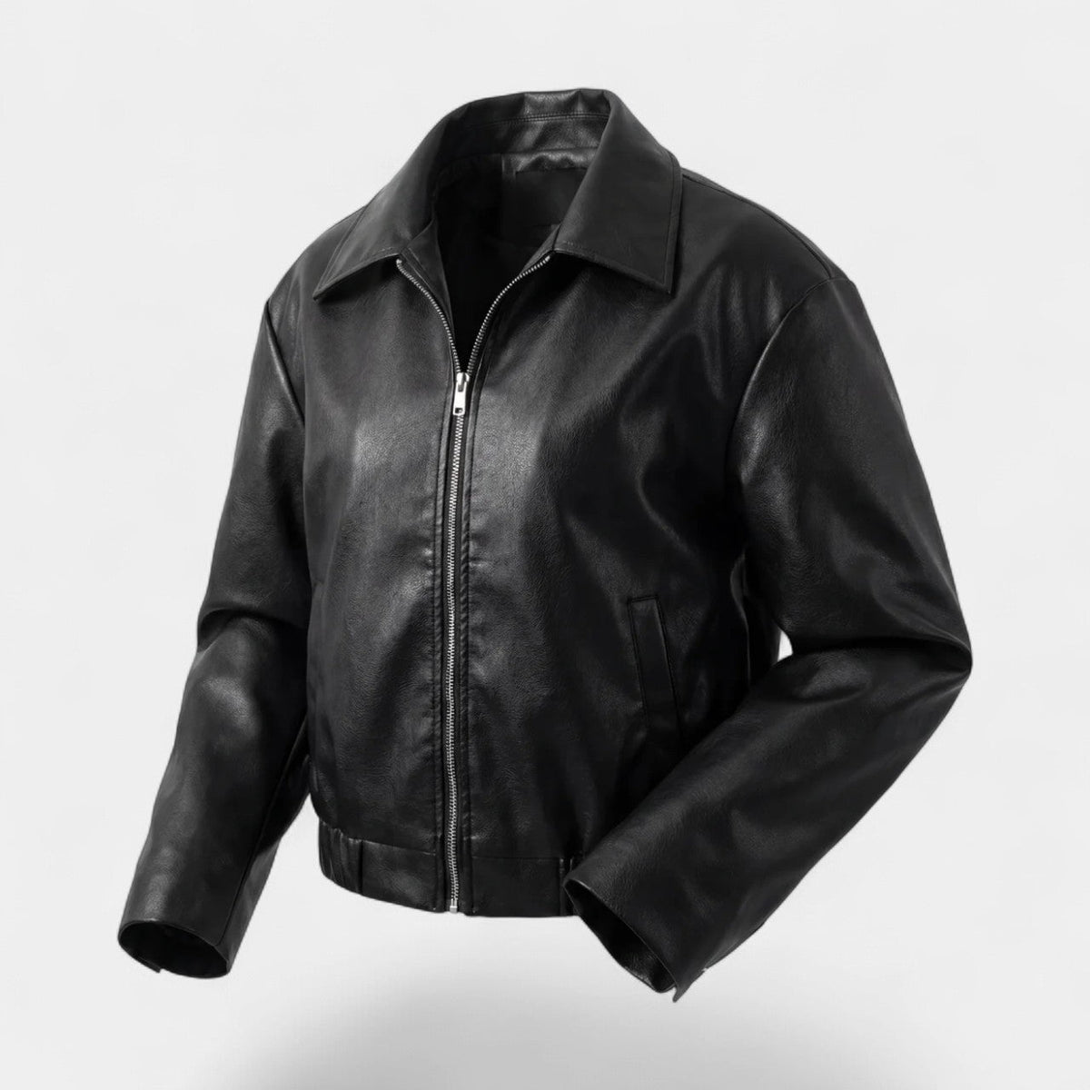 Women's Matte Leather Jacket – Relaxed Cropped Fit