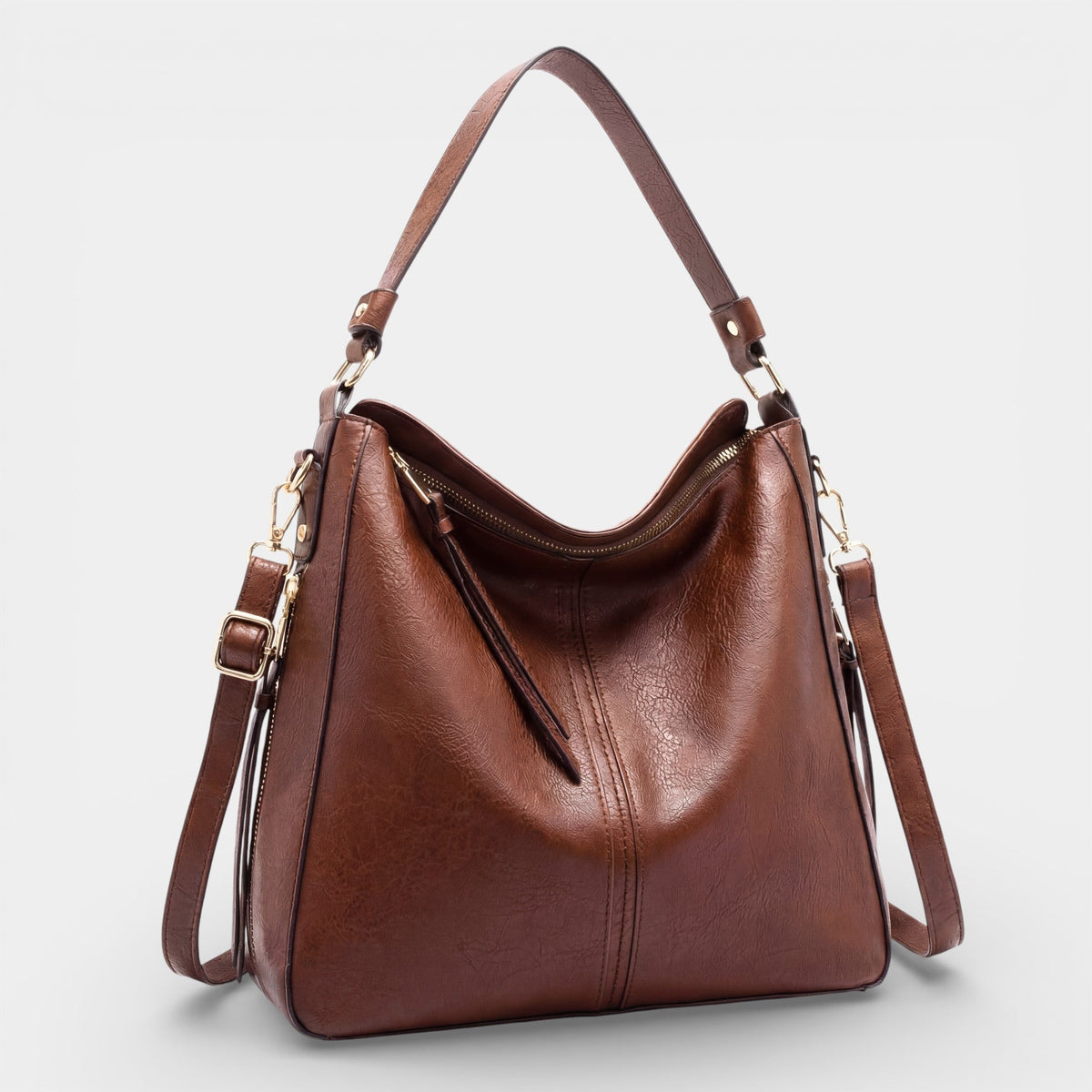 Women's Leather Hobo Bag – Curved Slouchy Shape