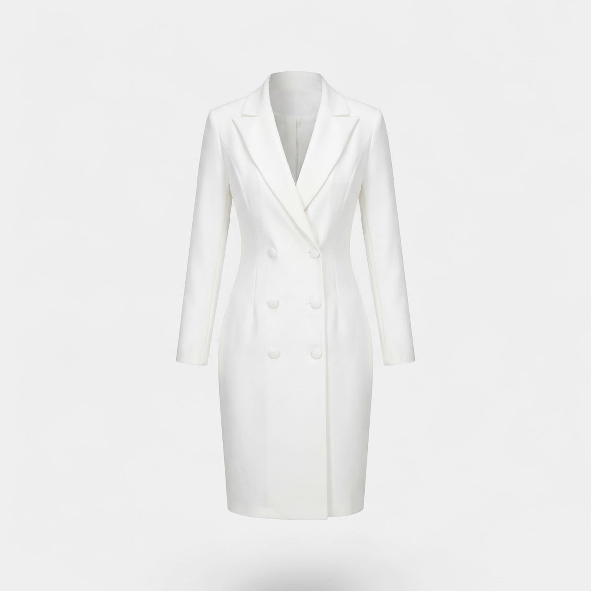 Women's Wool-Blend Blazer Dress – Double-Breasted Tailored Fit