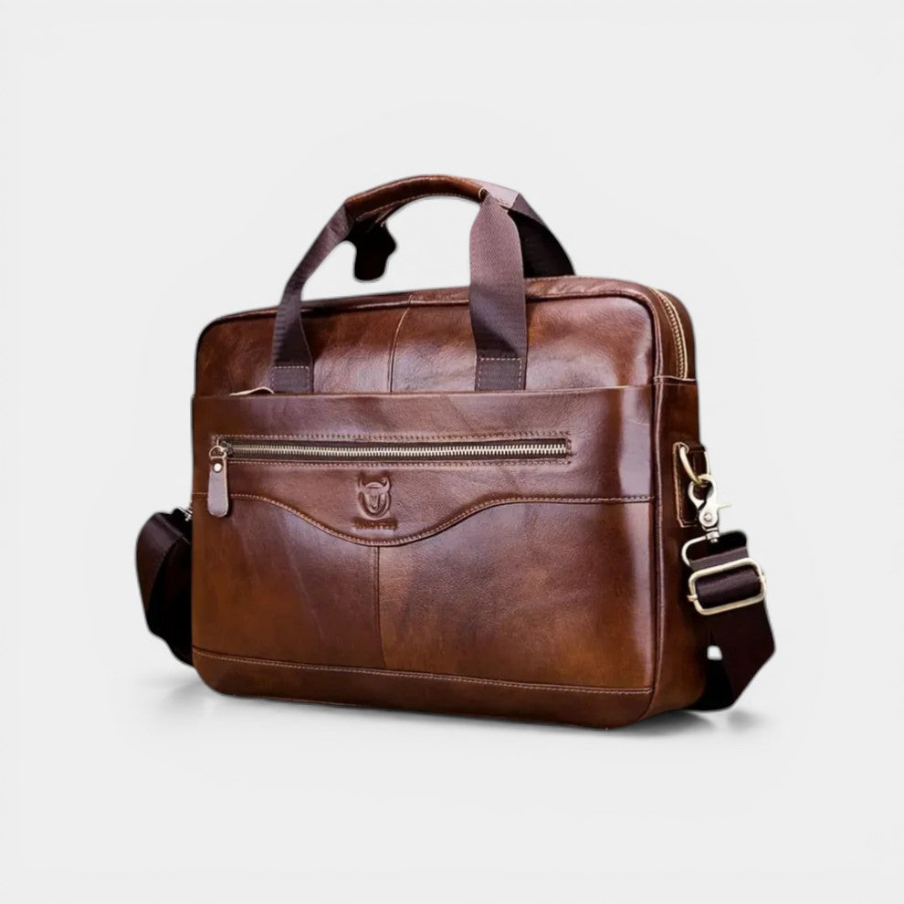 Men's Leather Messenger Briefcase – Structured Zip-Top