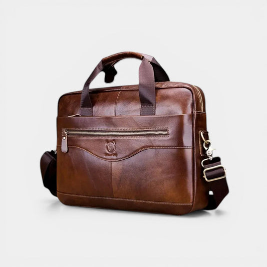 Men's Leather Messenger Briefcase – Structured Zip-Top